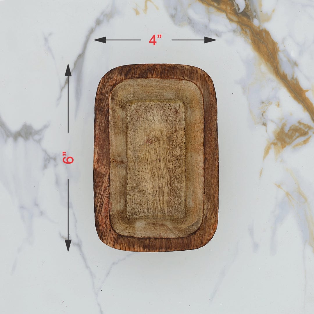 Rectangle Boat Shape Wooden Bowl Candle Container
