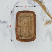 Rectangle Boat Shape Wooden Bowl Candle Container